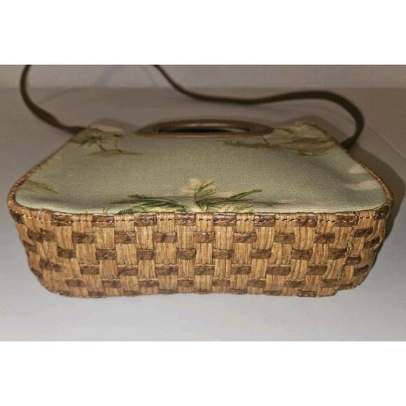 Fossil Oasis Mini Crossbody Tropical Leather Woven EUC 8x5.5x2.5 - Picture 5 of 13